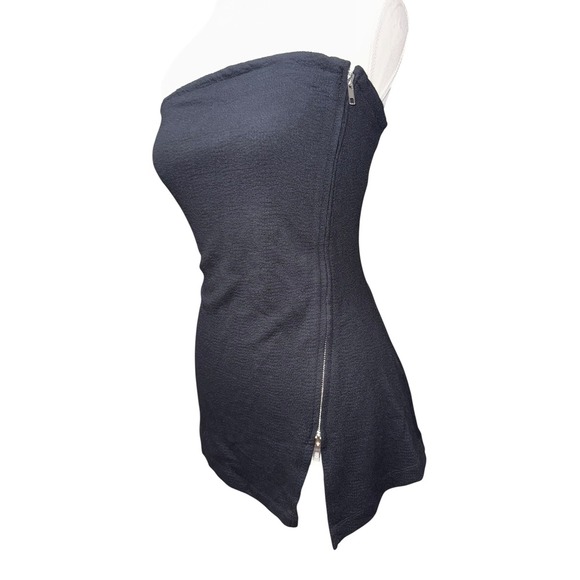 Maeve x Anthropologie Asymmetrical Zipper Tube Top Black/Noir Size Large - Picture 4 of 12